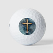 Monogram Christian Cross Crucifix  Golfballen (Voorkant)