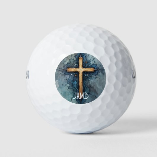 Monogram Christian Cross Crucifix  Golfballen (Voorkant)
