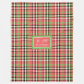 Monogram Christmas Blanket Classic Tartan Accent Fleece Deken (Voorkant)