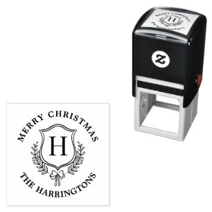 Monogram Christmas Family Crest Initiaal Zelfinktende Stempel
