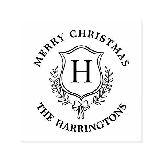 Monogram Christmas Family Crest Initiaal Zelfinktende Stempel (Design)