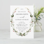 monogram Christmas greenery Winter Photo wedding Kaart (Staand voorkant)