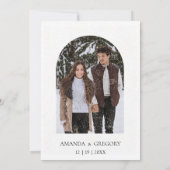 monogram Christmas greenery Winter Photo wedding Kaart (Achterkant)