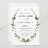 monogram Christmas greenery Winter Photo wedding Kaart (Voorkant / Achterkant)