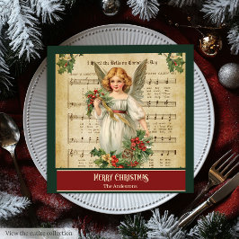 Monogram Christmas Napkins Elegant Angel Keepsake Servet