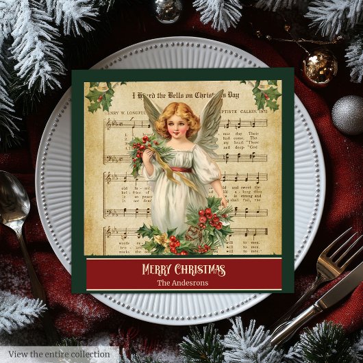 Monogram Christmas Napkins Elegant Angel Keepsake Servet