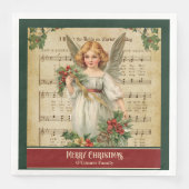 Monogram Christmas Napkins Elegant Angel Keepsake Servet (Voorkant)