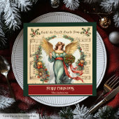 Monogram Christmas Napkins Retro Angel Celebration Servet