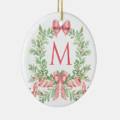 Monogram Christmas Wreath Keramisch Ornament (Rechts)