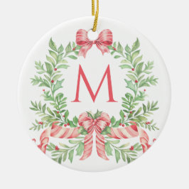Monogram Christmas Wreath Keramisch Ornament