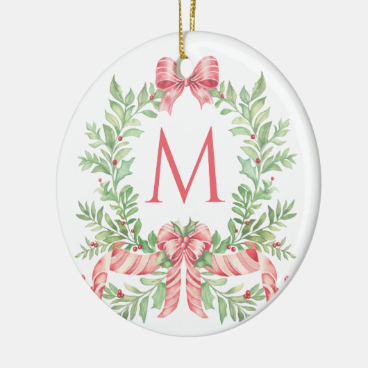 Monogram Christmas Wreath Keramisch Ornament (Links)