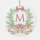 Monogram Christmas Wreath Keramisch Ornament (Achterkant)