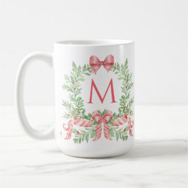 Monogram Christmas Wreath Koffiemok