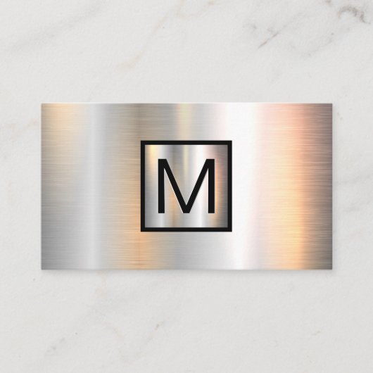 Monogram Chrome Metalen Banner Visitekaartje (Voorkant)