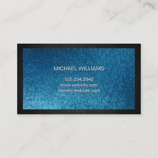 Monogram Chrome Metallic Banner | Blauwe textuur Visitekaartje (Achterkant)