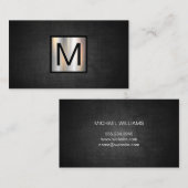 Monogram Chrome Metallic Banner | Donkere Textuur Visitekaartje (Voorkant / Achterkant)