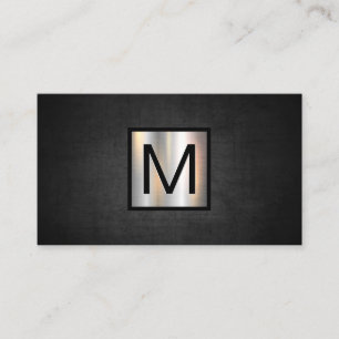Monogram Chrome Metallic Banner Donkere textuur Visitekaartje