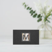 Monogram Chrome Metallic Banner | lederzwart Visitekaartje (Staand voorkant)