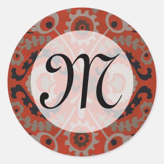 Monogram | Cinnabar Suzani I Ronde Sticker (Voorkant)