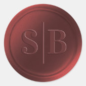 Monogram Cinnamon Red Wax Seal Weddenschappen Ronde Sticker (Voorkant)