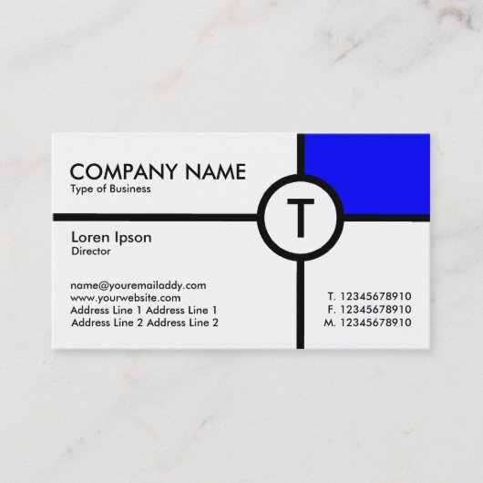 Monogram Circle Cross (Blauw) - Wit Visitekaartje (Voorkant)
