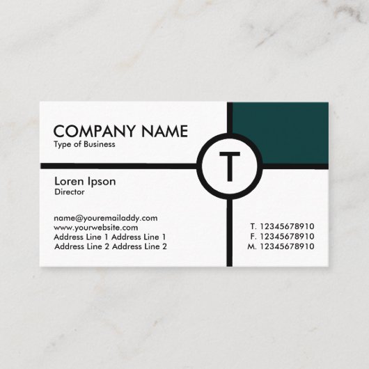 Monogram Circle Cross (Donkergroen) - Wit Visitekaartje (Voorkant)