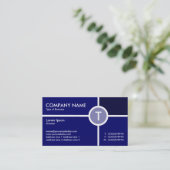 Monogram Circle Cross - Shades of Dark Blue Visitekaartje (Staand voorkant)