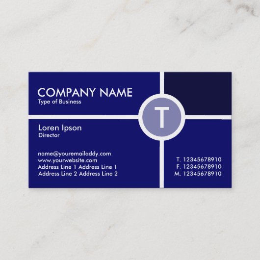 Monogram Circle Cross - Shades of Dark Blue Visitekaartje (Voorkant)
