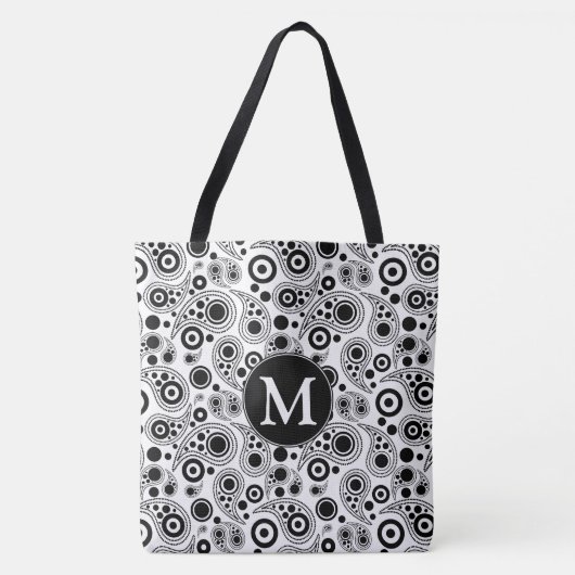 Monogram Circle Pisley-ontwerp Tote Bag (Voorkant)
