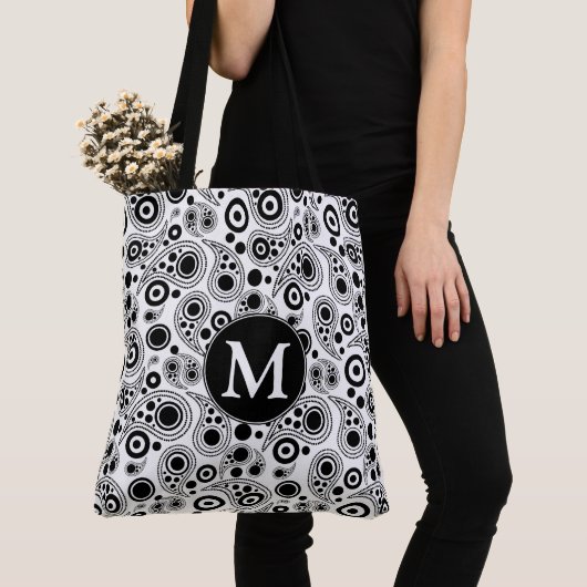 Monogram Circle Pisley-ontwerp Tote Bag (Dichtbij)