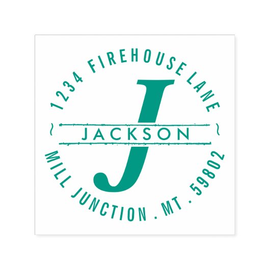 Monogram Circle Self-Inking Return Address Stamp Zelfinktende Stempel (Design)