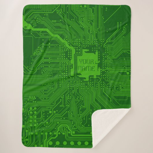 Monogram Circuit Board Technology Electronics Chip Sherpa Deken (Voorkant)