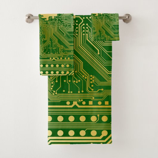 Monogram Circuit Motherboard Electronics Chip Tech Bad Handdoek (Insitu)