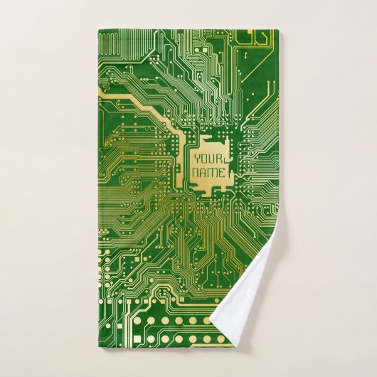 Monogram Circuit Motherboard Electronics Chip Tech Bad Handdoek (Handdoek)