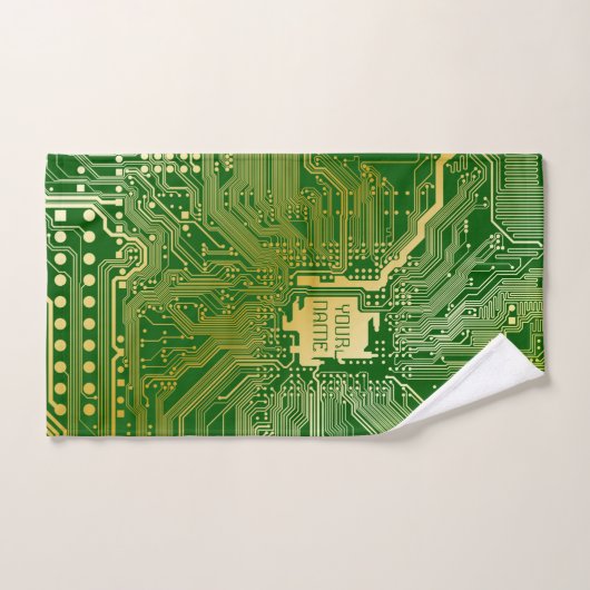 Monogram Circuit Motherboard Electronics Chip Tech Bad Handdoek (Handdoek)
