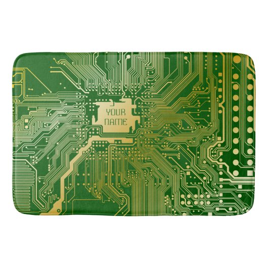 Monogram Circuit Motherboard Electronics Chip Tech Badmat (Voorkant)
