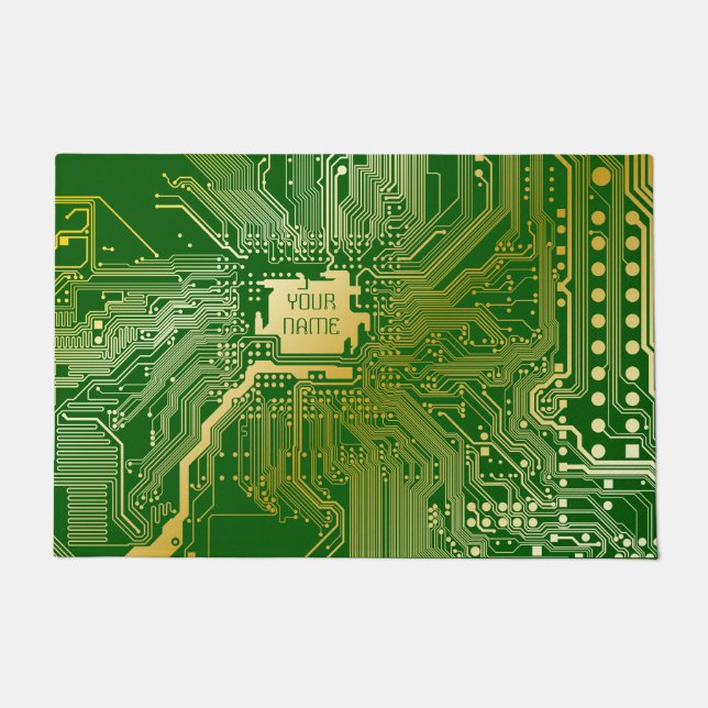 Monogram Circuit Motherboard Electronics Chip Tech Deurmat (Voorkant)