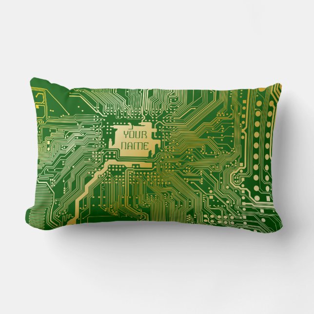 Monogram Circuit Motherboard Electronics Chip Tech Kussen (Voorkant)