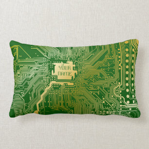 Monogram Circuit Motherboard Electronics Chip Tech Kussen