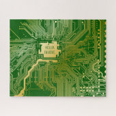 Monogram Circuit Motherboard Electronics Chip Tech Legpuzzel (Horizontaal)