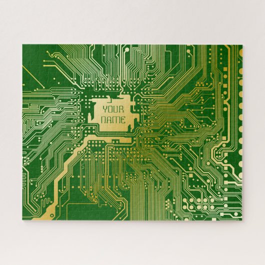 Monogram Circuit Motherboard Electronics Chip Tech Legpuzzel (Horizontaal)
