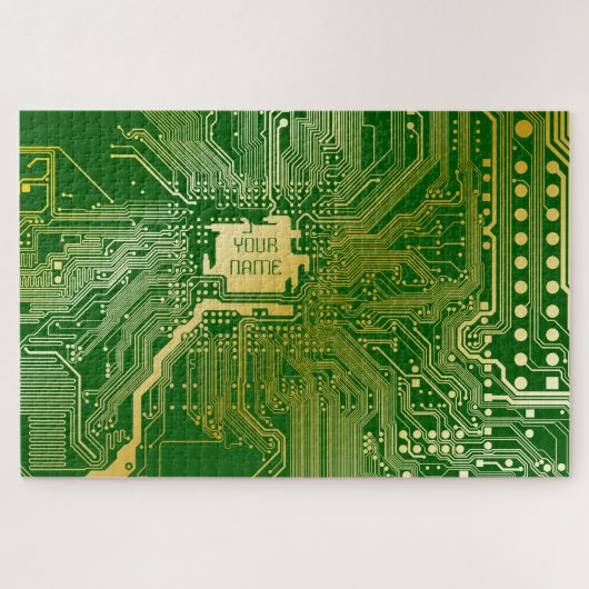 Monogram Circuit Motherboard Electronics Chip Tech Legpuzzel (Horizontaal)