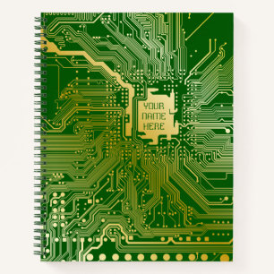 Monogram Circuit Motherboard Electronics Chip Tech Notitieboek