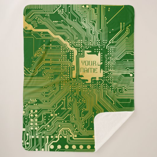 Monogram Circuit Motherboard Electronics Chip Tech Sherpa Deken (Voorkant)
