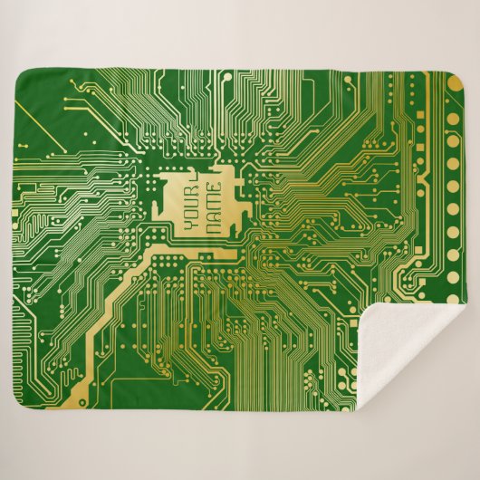 Monogram Circuit Motherboard Electronics Chip Tech Sherpa Deken (Voorkant (horizontaal))