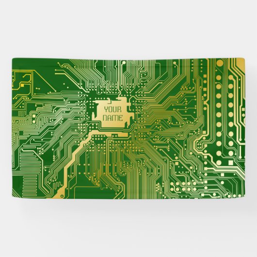 Monogram Circuit Motherboard Electronics Chip Tech Spandoek (Horizontaal)
