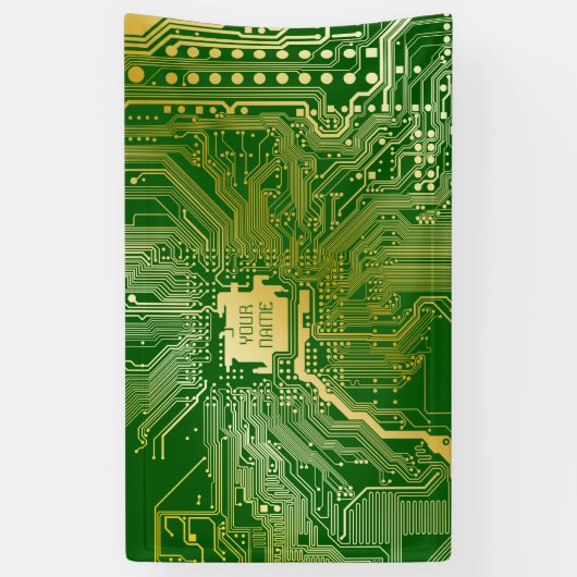 Monogram Circuit Motherboard Electronics Chip Tech Spandoek (Verticaal)