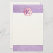 Monogram Cirkel op een Achtergrond van de Lavende Briefpapier (Voorkant / Achterkant)
