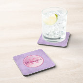 Monogram Cirkel op een  Achtergrond van de Lavende Drankjes Onderzetter (Rechterzijde)
