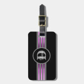 Monogram Cirkel Silhouette Black en grijze strepen Bagagelabel (Voorkant verticaal)